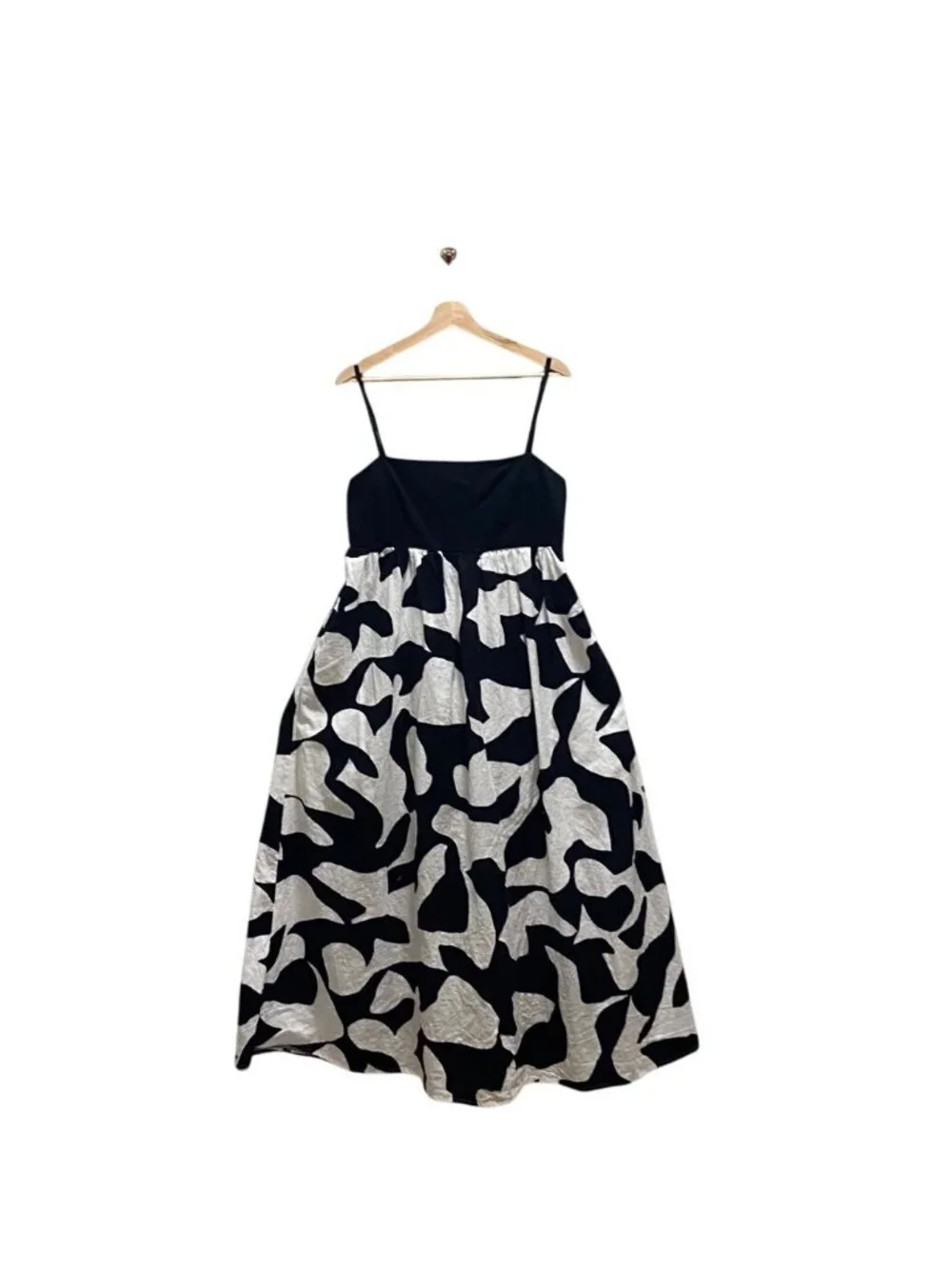 Abercrombie & Fitch Tie Back Babydoll Maxi Dress Black/White Size L Coastal Boho